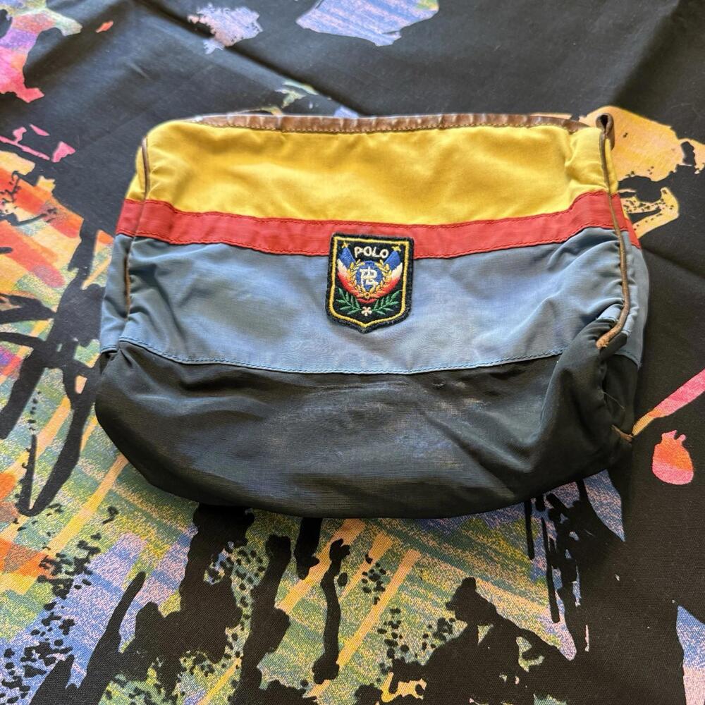 Vintage 70s RARE Polo Ralph Lauren Small Striped Cosmetic Toiletry Bag Unisex